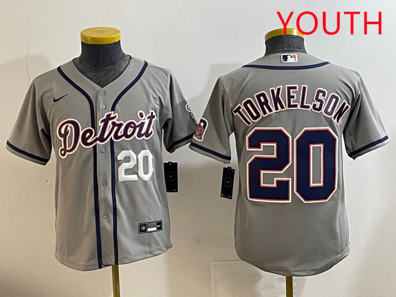 Youth 2025 Detroit Tigers  #20 Torkelson grey Nike MLB jersey style 11